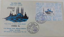 1978 'EDİRNE 78' POSTA PULLARI II.ULUSAL GENÇLİK SERGİSİ HATIRA BLOĞU FDC İLK GÜN ZARFI ORİJİNAL NADİR MÜHÜRLÜ VV1 ORİJİNALİ NADİRDİR