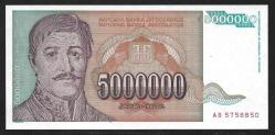 ** YUGOSLAVYA ( 5.000.000 * DİNARA ) 1993 - ÇİL
