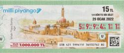 Efemera - Milli Piyango Bileti: 29 Ocak 2022, U, (1/4) Dörtte Bir Bilet - İshak Paşa Sarayı Ağrı - kitantik - kitaLog