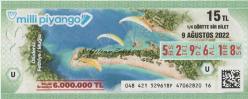 Efemera - Milli Piyango Bileti: 9 Ağustos 2022, U, (1/4) Dörtte Bir Bilet - Ölüdeniz Fethiye Muğla - kitantik - kitaLog