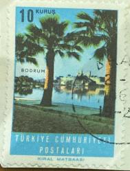 Mektup Zarfından Kesilmiş  / Postadan Geçmiş Pul Filateli -  Damgalı - BODRUM, 10 KURUŞ - Türkiye Cumhuriyeti