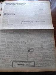Ulus Gazetesi - 27 Ocak 1957 - Saman Yüklü Kağnı Yazan Fikret Otyam Yazı Dizisi- Pakistan'da Matem Nehru'nun Resimleri Yakıldı - Nizip'te  Kaçakçılarla Çarpışmalar Oldu -  Ortadoğu'ya Dair Amerikan Dışbakanı Dulles'in Sözleri - Türk İran Ticaret Anlaşması - Amerika'da Yakalanan Rus Casusları - Yakup Kadri Karaosmanoğlu Yazı Dizisi -73 Yaşına Basan Bir İrfan Yuvası İstanbul Erkek Lisesi - Birleşmiş Milletler Genel Sekreterinin Raporu İsrail'i Memnun Etmedi - Buğday Bankası - Yapı Ve Kredi Bankası - Şekerbank - Kral Suud Amerika Yolunda - Silviya Yüzme Havuzunda Çizgi Roman - Baykara Hz. Süleymanın Taşı Çizgi Roman -Çehov'dan Bir Hikaye Çeviren Leyla Dursunoğlu - Austria'lılar Dün Demirspor'u 2 1 Yendi - Bükreş Karması Dün İzmir'de Galip - Galatasaray Dün Liderliği Kaybetti - Fenerbahçe'nin Ve Milli Takımın Yemek Direği Dev Basketbolcu Altan Dinçer - Zeki Müren'in Eşsiz Eseri Berduş Büyük Ve Nur Sinemalarında - Cavga Dans Öğretim Stüdyosu - Yenişehir Ve Keçiören Galip - Ankara Karması
