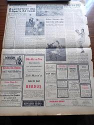 Ulus Gazetesi - 27 Ocak 1957 - Saman Yüklü Kağnı Yazan Fikret Otyam Yazı Dizisi- Pakistan'da Matem Nehru'nun Resimleri Yakıldı - Nizip'te  Kaçakçılarla Çarpışmalar Oldu -  Ortadoğu'ya Dair Amerikan Dışbakanı Dulles'in Sözleri - Türk İran Ticaret Anlaşması - Amerika'da Yakalanan Rus Casusları - Yakup Kadri Karaosmanoğlu Yazı Dizisi -73 Yaşına Basan Bir İrfan Yuvası İstanbul Erkek Lisesi - Birleşmiş Milletler Genel Sekreterinin Raporu İsrail'i Memnun Etmedi - Buğday Bankası - Yapı Ve Kredi Bankası - Şekerbank - Kral Suud Amerika Yolunda - Silviya Yüzme Havuzunda Çizgi Roman - Baykara Hz. Süleymanın Taşı Çizgi Roman -Çehov'dan Bir Hikaye Çeviren Leyla Dursunoğlu - Austria'lılar Dün Demirspor'u 2 1 Yendi - Bükreş Karması Dün İzmir'de Galip - Galatasaray Dün Liderliği Kaybetti - Fenerbahçe'nin Ve Milli Takımın Yemek Direği Dev Basketbolcu Altan Dinçer - Zeki Müren'in Eşsiz Eseri Berduş Büyük Ve Nur Sinemalarında - Cavga Dans Öğretim Stüdyosu - Yenişehir Ve Keçiören Galip - Ankara Karması