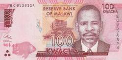 Malawi, 100 Kwacha, Çil, 2016 basımlı