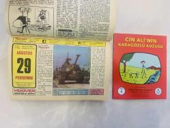 29 Ağustos 1974 hediyelik orijinal Hürriyet takvim yaprağı (Cin Ali kitabı hediyeli:)
