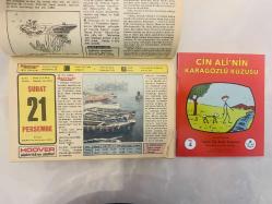 21 Şubat 1974 hediyelik orijinal Hürriyet takvim yaprağı (Cin Ali kitabı hediyeli:)