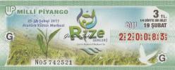 Milli Piyango Bileti: 19 Şubat 2011, G, (1/4) Dörtte Bir Bilet - Rize Günleri