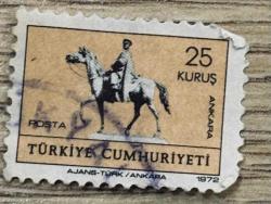 Mektup Zarfından Kesilmiş  / Postadan Geçmiş  Pul Filateli - Damgalı -  ATLI ATATÜRK ANKARA, 25 KURUŞ-  Türkiye Cumhuriyeti