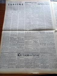Ulus Gazetesi - 27 Mart 1949 - Peyami Safa Köşe Yazısı - Profesör Doktor Yavuz Abadan - İsveç Bizden Güreş Antrenörü İstiyor - Rusya İle İran'ın Arası Açılıyor - Sovyetler Birliği Kabinesinde Yapılan Değişiklikler Muhtelif Yorumlara Yol Açtı - Seyhan'ın Suları Yavaş Yavaş Çekiliyor - Çocuk Esirgeme Kurumunun Dün Geceki Balosu - Yıldız'da Harb Akademisinde Bir Yangın Çıktı - Falih Rıfkı Atay - Kaçırılan Kızlar Çeviren İzzet Tarhan - Pazar Konuşması Yazan Server Bedi - Unesco Orta Doğu Mümessili Mr. Karl Borc Bir Demeç Verdi - Filistin İçin Çarpıştığımız Günler Yazan M. Şevki Yazman Yazı Dizisi -  Berlin'de Ölüm Çeviren Orhan Veli Kanık Yazı Dizisi - Harikulade Güzel Yeşil Gözlü Kız Hamlet'in Ophelia'sı - Perihan Sözeri Ve Arkadaşları Konseri Yeni Sinemada - Şarlo Asri Zamanlar Ulus Sinemasında - Charlie Chaplin - Avrupa Güreş Turnesinin İlk Bilançosu - 4 Maç Yapmak Üzere Carlton Takımı Mayıs'ta Geliyor - Yaşar Doğu Ve Nasuh Akar Nicholas Brother'la Fotoğraf - Güreşçi Mustafa Yoylu