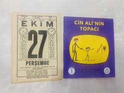 27 Ekim 1977 hediyelik orijinal Saatli Maarif takvim yaprağı (Cin Ali kitabı hediyeli:)