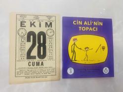 28 Ekim 1977 hediyelik orijinal Saatli Maarif takvim yaprağı (Cin Ali kitabı hediyeli:)