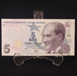9. Emisyon 5 Türk Lirası 6. Tertip F001 816348 İlk Prefix Nadir Seri ÇİL