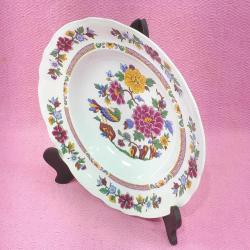 VINTAGE PONTESA IRONSTONE MADE IN SPAIN CHINAMADE KUŞ VE ÇİÇEKLER RESİMLİ DEKORATİF PORSELEN TABAK