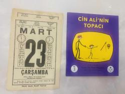 23 Mart 1977 hediyelik orijinal Saatli Maarif takvim yaprağı (Cin Ali kitabı hediyeli:)