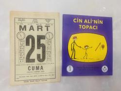 25 Mart 1977 hediyelik orijinal Saatli Maarif takvim yaprağı (Cin Ali kitabı hediyeli:)