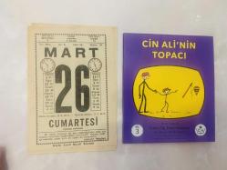 26 Mart 1977 hediyelik orijinal Saatli Maarif takvim yaprağı (Cin Ali kitabı hediyeli:)