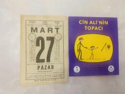 27 Mart 1977 hediyelik orijinal Saatli Maarif takvim yaprağı (Cin Ali kitabı hediyeli:)