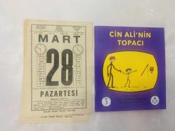 28 Mart 1977 hediyelik orijinal Saatli Maarif takvim yaprağı (Cin Ali kitabı hediyeli:)