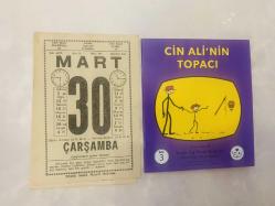 30 Mart 1977 hediyelik orijinal Saatli Maarif takvim yaprağı (Cin Ali kitabı hediyeli:)
