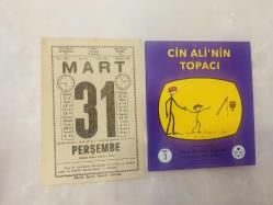 31 Mart 1977 hediyelik orijinal Saatli Maarif takvim yaprağı (Cin Ali kitabı hediyeli:)