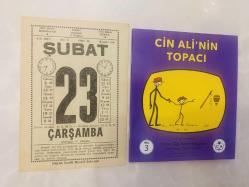23 Şubat 1977 hediyelik orijinal Saatli Maarif takvim yaprağı (Cin Ali kitabı hediyeli:)