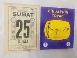 25 Şubat 1977 hediyelik orijinal Saatli Maarif takvim yaprağı (Cin Ali kitabı hediyeli:)