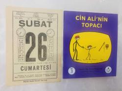 26 Şubat 1977 hediyelik orijinal Saatli Maarif takvim yaprağı (Cin Ali kitabı hediyeli:)