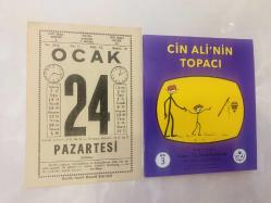 24 Ocak 1977 hediyelik orijinal Saatli Maarif takvim yaprağı (Cin Ali kitabı hediyeli:)