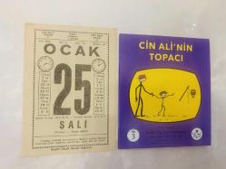 25 Ocak 1977 hediyelik orijinal Saatli Maarif takvim yaprağı (Cin Ali kitabı hediyeli:)