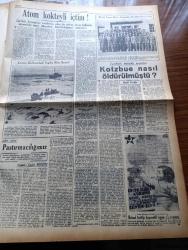 Ulus Gazetesi - 5 Mart 1950 - Hüseyin Cahit Yalçın Köşe Yazısı - Cumhurbaşkanı İsmet İnönü Malatya Heyetini Kabul Etti - Türkiye'de Çalışma Teşkilatı - Yüksek Seçim Kurulu Başkanı Münir Akyürek Oldu - Af Tasarısının Tam Metni - Hilmi Uran'ın Basına Demeci - Galatasaray Beykoz'a Mağlup Oldu - Türk İran Ordu Karmaları Maçı - Gazi Lisesi Basketbol Şampiyonu - Yabancı Gözü Yazan Falih Rıfkı Atay - Hemşire Nimet Yazan Azmiye Hami Güven Yazı Dizisi - Sovyetler Afrika'da Bir Komünist İmparatorluğu Kurmak Niyetindeymiş - İran Şahı Öğrencilerimizle Görüştü - Vali Fahrettin Kerim Gökay Heybeli Ve Büyükada'yı Ziyaret Etti - Charlie Chaplin'in (Şarlo) Aşkları Yazı Dizisi - Tiyatro Ve Roman Yazarı Kotzbue Nasıl Öldürülmüştü - Fred Astaire'in Kraliçesi - Uçan Gölgeler Yazan Server Bedi - Ege Ve Efe Sabunları - Günah Çocuğu Filmi Büyük Sinemada - Manisa'da 1955 De Okulsuz Köy Kalmayacak - Luxor Pikapları - Tarlan Diş Macunu - Ayşe Savaşır Ve Yıldız Tarkan Piyano Denemesi