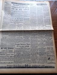 Ulus Gazetesi - 22 Şubat 1950 - Profesör Doktor Yavuz Abadan Köşe Yazısı - Bayındırlık Bakanlığı Bütçesi Dün Kabul Edildi - Şevket Adalan Tenkitlere Cevap Verdi - Şimdiye Kadar 657 Milyon Lira İle 7716 Km. Demiryolu Yaptık - Dışişleri Bakanımız Necmettin Sadak'ın Demeci Avrupa Konseyi Çok Parlak Başarıdır - Amerika Dün Bulgaristan'la Münasebeti Kesti - Fırın İşçi 8 Saat Çalışacak - İran Büyükelçiliğinde Verilen Kokteyl - Hemşire Nimet Yazan Azmiye Hami Güven Yazı Dizisi - İsmet İnönü'nün Rolü Yazan Burhan Belge - At Yarışında Doping Yapmaktan Sanık Olanlar - Marshall Yardımından Türkiye'ye Bu Yıl 44 Milyon 100 Bin Dolar Verilecek - Kızılay Hemşire Okulu 25. Yılını Kutladı - Charlie Chaplin'in (Şarlo) Aşkları Yazı Dizisi - Grekoromen Güreş Birincilikleri - Tabip Ve Eczacı Odaları İçin Kanun Tasarıları - Devlet Tiyatrosu - Çocuk Köşesi - Türkiye'nin Kıymetli Ses Sanatkarı Müzeyyen Senar Işıl Üstad Kemani Nobar Tekyay Bomonti Aile Saz Salonunda - Ege Ve Efe Sabunları