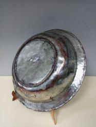 Antika Osmanlı Saz Tuğralı - Tarihli Dövme Bakır Sahan