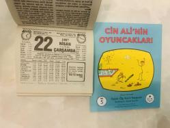 22 Nisan 1987 hediyelik orijinal Türkiye gazetesi takvim yaprağı (Cin Ali kitabı hediyeli:)