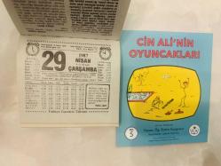 29 Nisan 1987 hediyelik orijinal Türkiye gazetesi takvim yaprağı (Cin Ali kitabı hediyeli:)