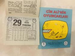 29 Ocak 1987 hediyelik orijinal Türkiye gazetesi takvim yaprağı (Cin Ali kitabı hediyeli:)