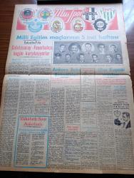 Ulus Gazetesi - 15 Nisan 1950 - Peyami Safa Köşe Yazısı - Hüseyin Cahit Yalçın Köşe Yazısı - Mareşal Fevzi Çakmak'ın Vefatından Sonra Radyoevi Önünde Olaylar - Milli Eğitim Kupası 5. Hafta Maçları - Galatasaray Fenerbahçe Maçı - Ulus Kupası Basketbol Maçları - İsveç Marshall Yardımından Kendisine Tahsis Edilen 10 Milyon Dolarlık Sağlık Malzemesini Bize Teklif Etti - Yunan Hükümeti Dün İstifa Etti - General Franco'nun Kızkardeşi Evlendi - Uçan Gölgeler Yazan Server Bedi - Kıbrıs Çiçek Balosu - Trygve Lie Yakında Moskova'ya Gidiyor - Barbaros Ve Kanuni Türbeleri Açılıyor - İzmir At Yarışları - Doğubayazıt'ın Kurtuluş Günü - Ev Kadın Moda - Resimlerle Dünya Olayları - Türkiye Maraton Birincisi Behzat Akdeniz - Van'da Hayvan Hastanesi'nin Temeli Atıldı - Türk İngiliz Müzik Festivali - Tanınmış Paris Revü Heyeti Ballet Kellenroc Gar Gazinosunda - Zehra Bilir Bomonti Aile Saz Salonunda - Hemşire Nimet Yazan Azmiye Hami Güven Yazı Dizisi - D'roja Briyantini - Ankara Pazarı Bakkaliye Mağazası