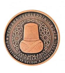 Mevlana Celaleddin-i Rumi 750.Vuslat Yılı Bronz Hatıra Parası SERTİFİKA 1203 numara darphane poşetinde