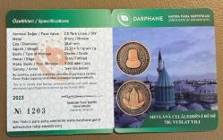 Mevlana Celaleddin-i Rumi 750.Vuslat Yılı Bronz Hatıra Parası SERTİFİKA 1203 numara darphane poşetinde