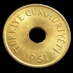 1951 Delikli 1 Kuruş Çil