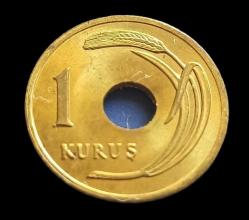 1948 Delikli 1 Kuruş Çil