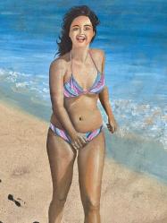 1980 Eflatun Ressam imzalı Oya Aydoğan tuval üzeri yağlı boya tablo 50 x 70 cm