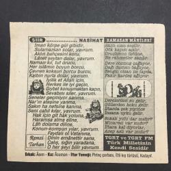 11 ŞUBAT 1996 -TAKVİM YAPRAĞI-DOĞUM GÜNÜ HEDİYESİ-TÜRKİYE GAZETESİ TAKVİMİ,KORE KAHRAMANI GN TAHSİN YAZICININ VEFATI 1971,AP NİN KURULUŞU 1961,NASİHAT,RAMAZAN MANİLERİ