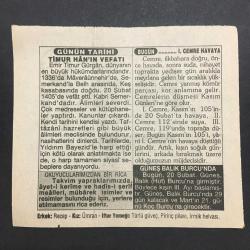20 ŞUBAT 1996 -TAKVİM YAPRAĞI-DOĞUM GÜNÜ HEDİYESİ-TÜRKİYE GAZETESİ TAKVİMİ,1.CEMRENİN SUYA DÜŞMESİ,TİMURUN VEFATI,1.CEMRA HAVAYA