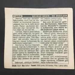 20 MART 1996 -TAKVİM YAPRAĞI-DOĞUM GÜNÜ HEDİYESİ-TÜRKİYE GAZETESİ TAKVİMİ,DÜNYA IRK AYIRIMI İLE MÜCADELE GÜNÜ ,HAMSİNİN SONU,ORDUMUZUN KUZEY IRAK HAREKATI 1995,NEVRUZ NEDİR NE DEĞİLDİR