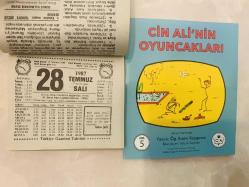 28 Temmuz 1987 hediyelik orijinal Türkiye gazetesi takvim yaprağı (Cin Ali kitabı hediyeli:)