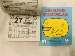27 Mayıs 1987 hediyelik orijinal Türkiye gazetesi takvim yaprağı (Cin Ali kitabı hediyeli:)