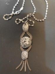 Savatlı Kolye, Osmanlı Düşük Ayar Gümüş Savatlı Kolye.