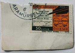 Mektup Zarfından Kesilmiş / Postadan Geçmiş Pul Filateli - Damgalı - POSTA ÇEKLERİ , 50 KURUŞ - Türkiye Cumhuriyeti