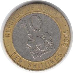 Kenya 10 Şilink 2005 Temiz