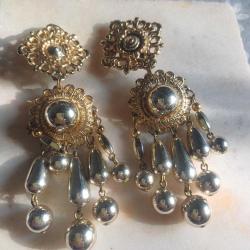 Klipsli Sallantılı Gold Ķüpeler Vintage